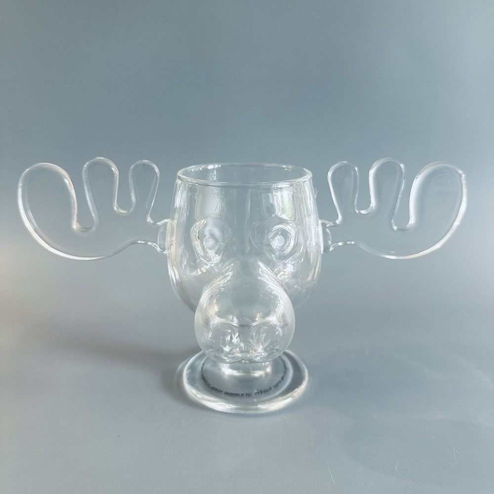 National Lampoon's Glass Moose Mug Christmas Vacation Moose Reindeer Head Clear - Picture 13 of 14